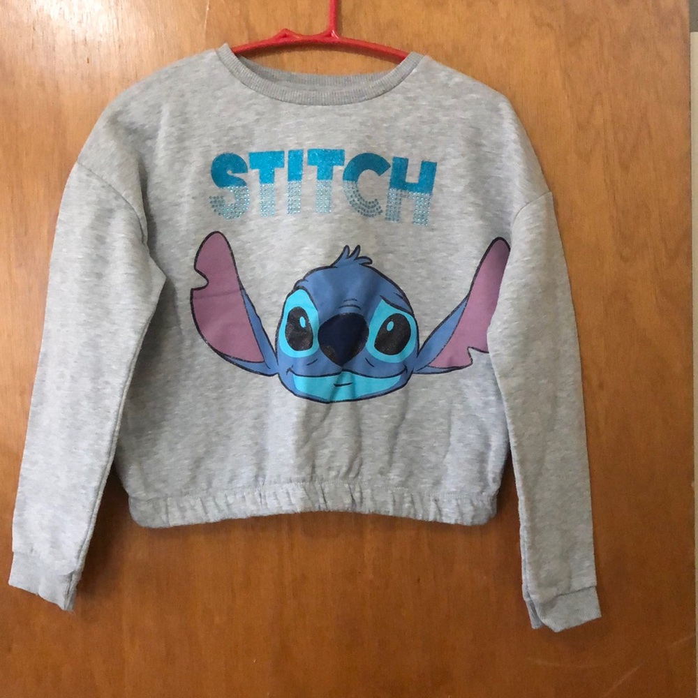 Disney Stitch Sweatshirt for Girls with Glitter and Embellishments - Size 11-12
